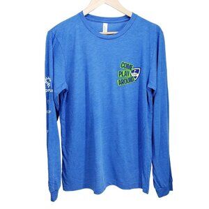 Topgolf Long Sleeve Graphic Tee Golf Slogan‎ T-Shirt Blue Casual Top Size M NWOT